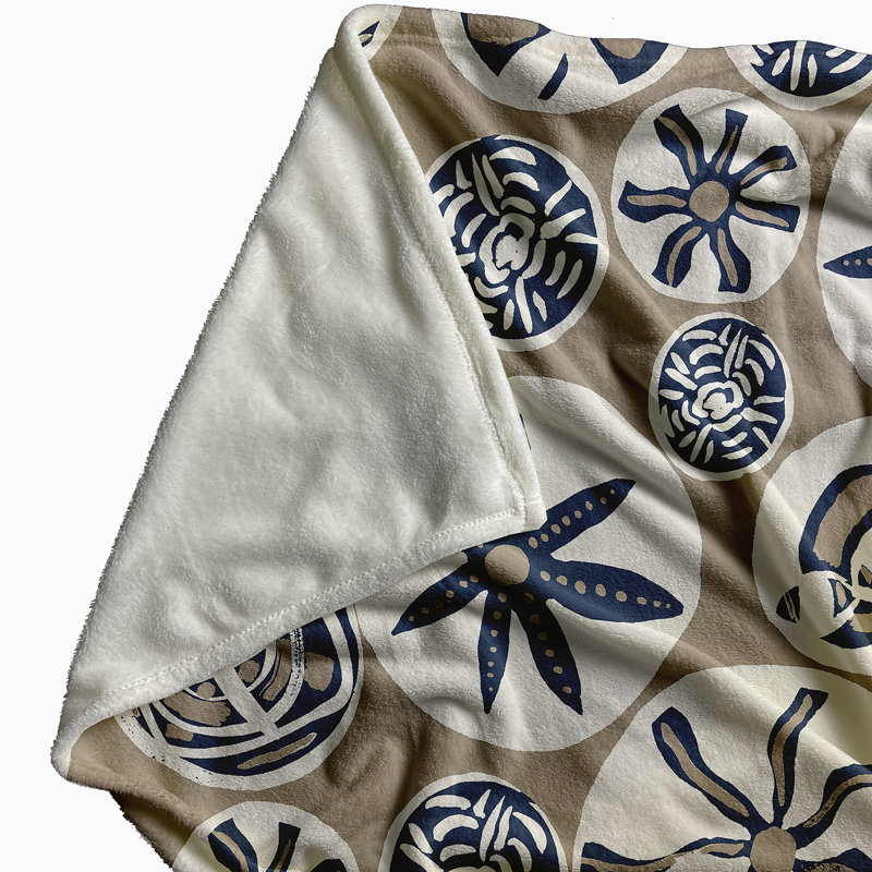 Couverture polaire Safari, L 60 po x L 80 po, Taupe/bleu