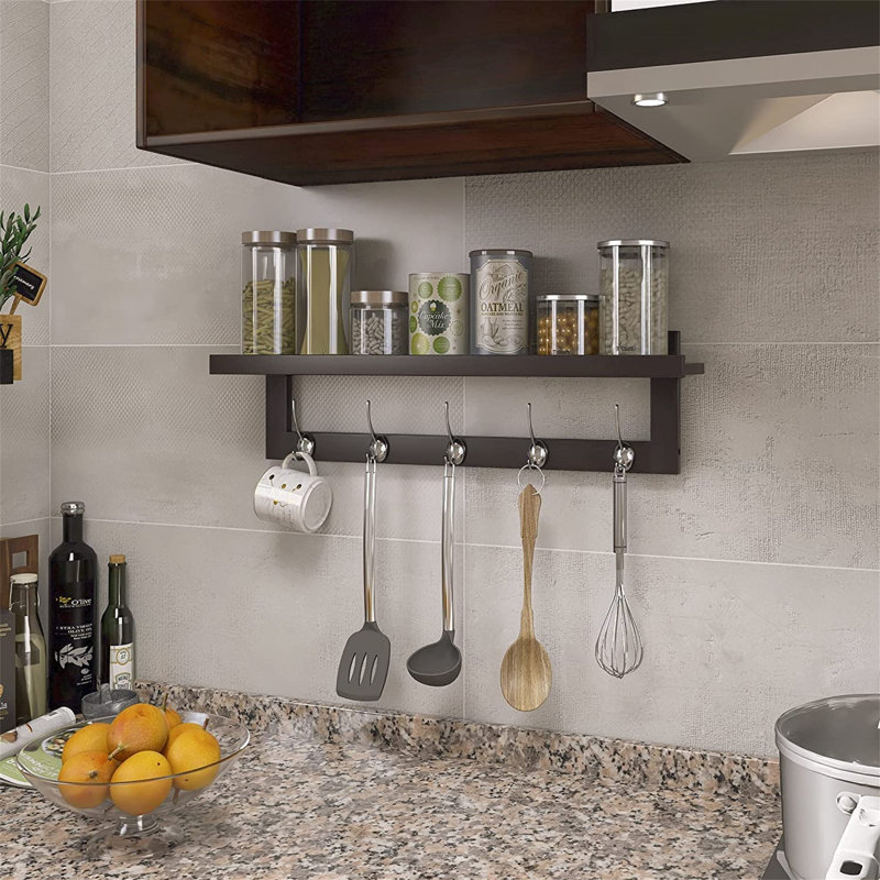 Aidian Wall Mounted Coat Rack, Dark Brown