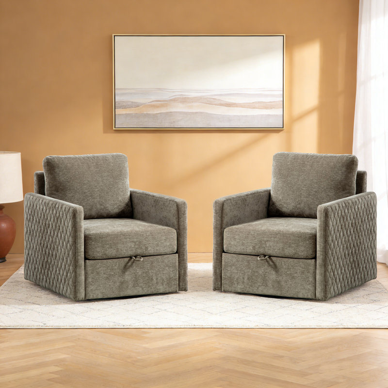 Fauteuil pivotant rembourré avec rangement 29,5 po, Taupe
