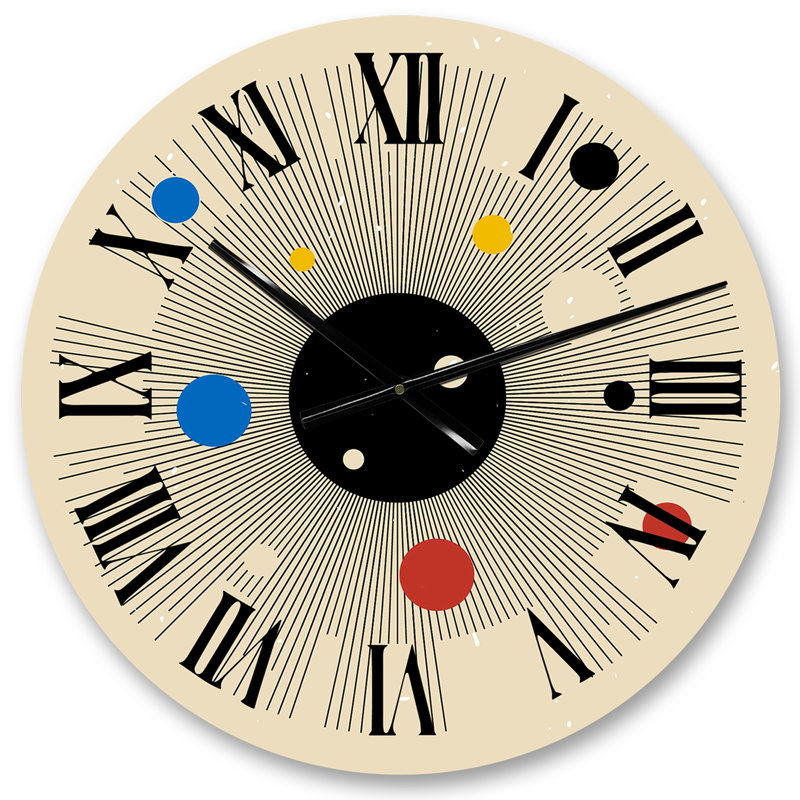 Horloge murale rétro à motif géométrique rétro aux couleurs vives II, Petit