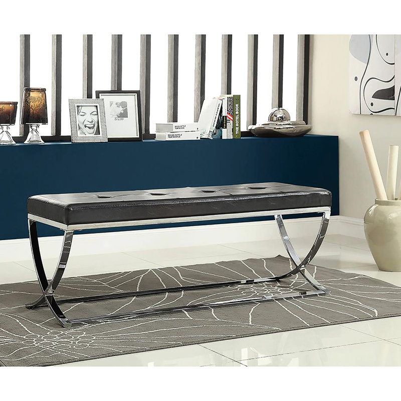 Banc moderne noir avec un élégant revêtement orné pour le couloir