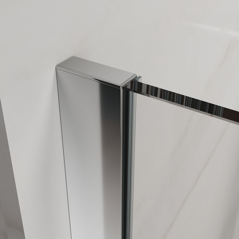 Semi-Frosted Shower Enclosure with Stainless Steel Bar, Silver