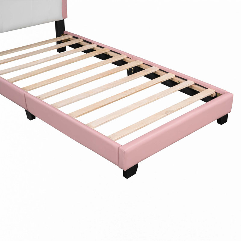 Lit princesse rembourré, lit plateforme, Simple, Rose clair