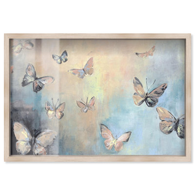 Textured Butterflies I Shadowbox Print Farmhouse Wall Decor by Art Remedy
