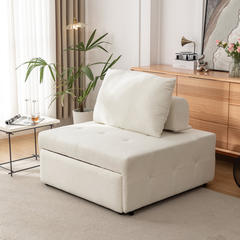 Canapé-lit rembourré convertible de 39 po Marnee, Polyester beige