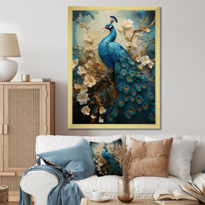 Illustration encaustique de paon d'Yvens II - paon, art mural