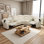 Ensemble de canapé de salon inclinable en cuir blanc cassé 3 pièces
