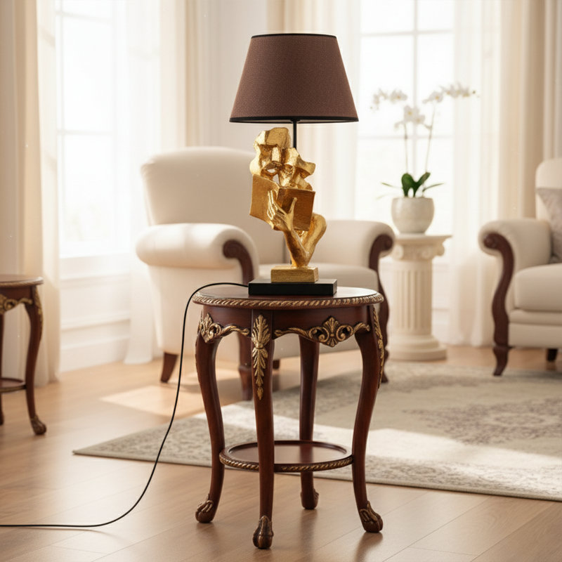Lampe de table Golden Sculptural, Brun