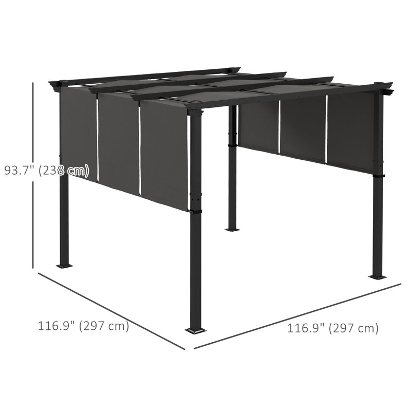 Pergola en métal 10 'x 10' avec auvent rétractable pour patio, terrasse