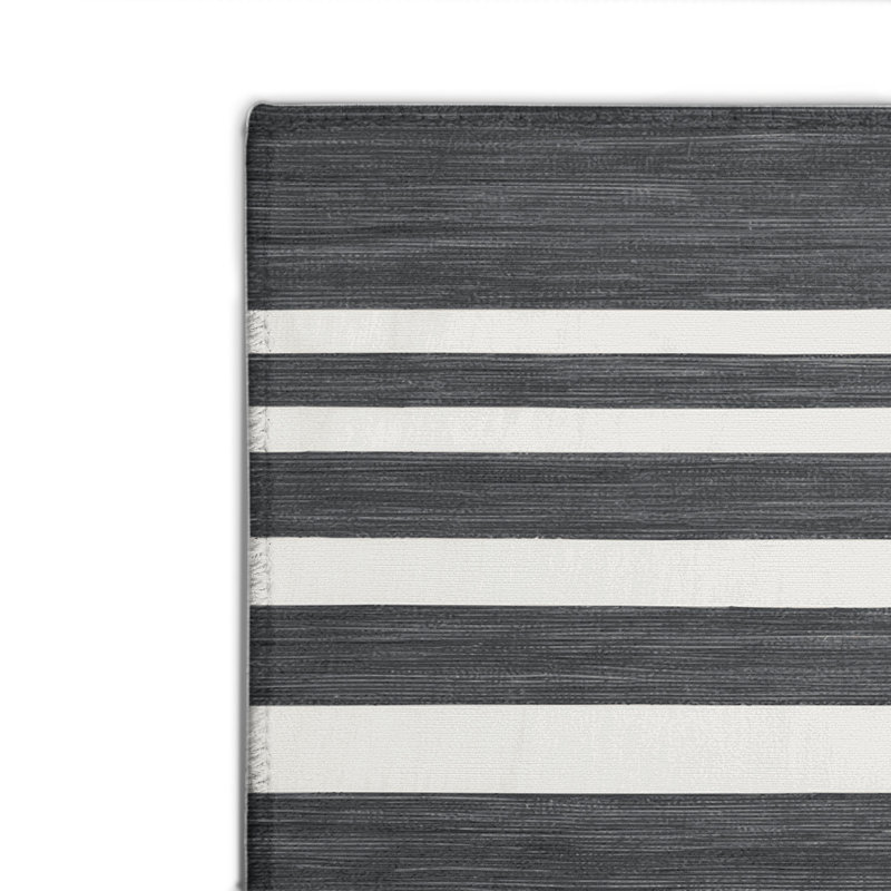 Tapis intérieur / extérieur gris HorizontalStripes, Rectangulaire 2 pi x 3 pi
