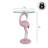 Blanche 25" Coastal Pink Flamingo Accent End Table, Round Clear Glass Top & Glossy Aluminum Base, Whimsical Side Table for Living Room-1415626052
