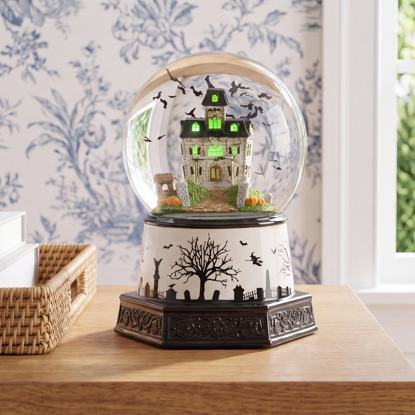 Lighted Haunted Village Snow Globe