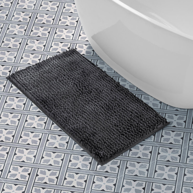 Laura Ashley Butter Chenille Bath Rug, Charcoal, 20" W x 34" L