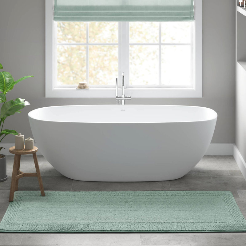 Tapis pour salle de bain réversible 17 x 24 po 100% coton 3000 g / m² - Texture douce et dense, Simple - L 24 po x l 17 po