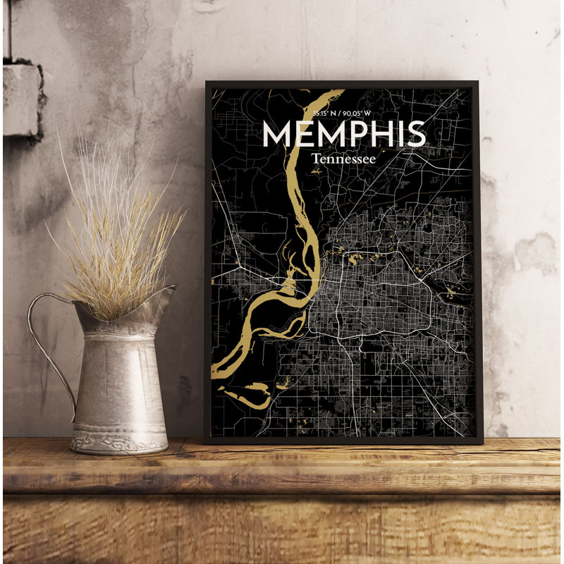 Memphis City Map - No Frame Print, 70cm H x 50cm W x 0.13cm D