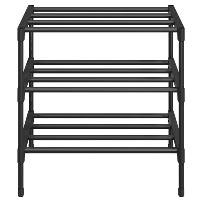 Range-chaussures à 3 niveaux, organisateur de vestibule en métal, petit rangement pour chaussures pour garde-robe, 17,7 po x 11,8 po x 21,7 po, noir