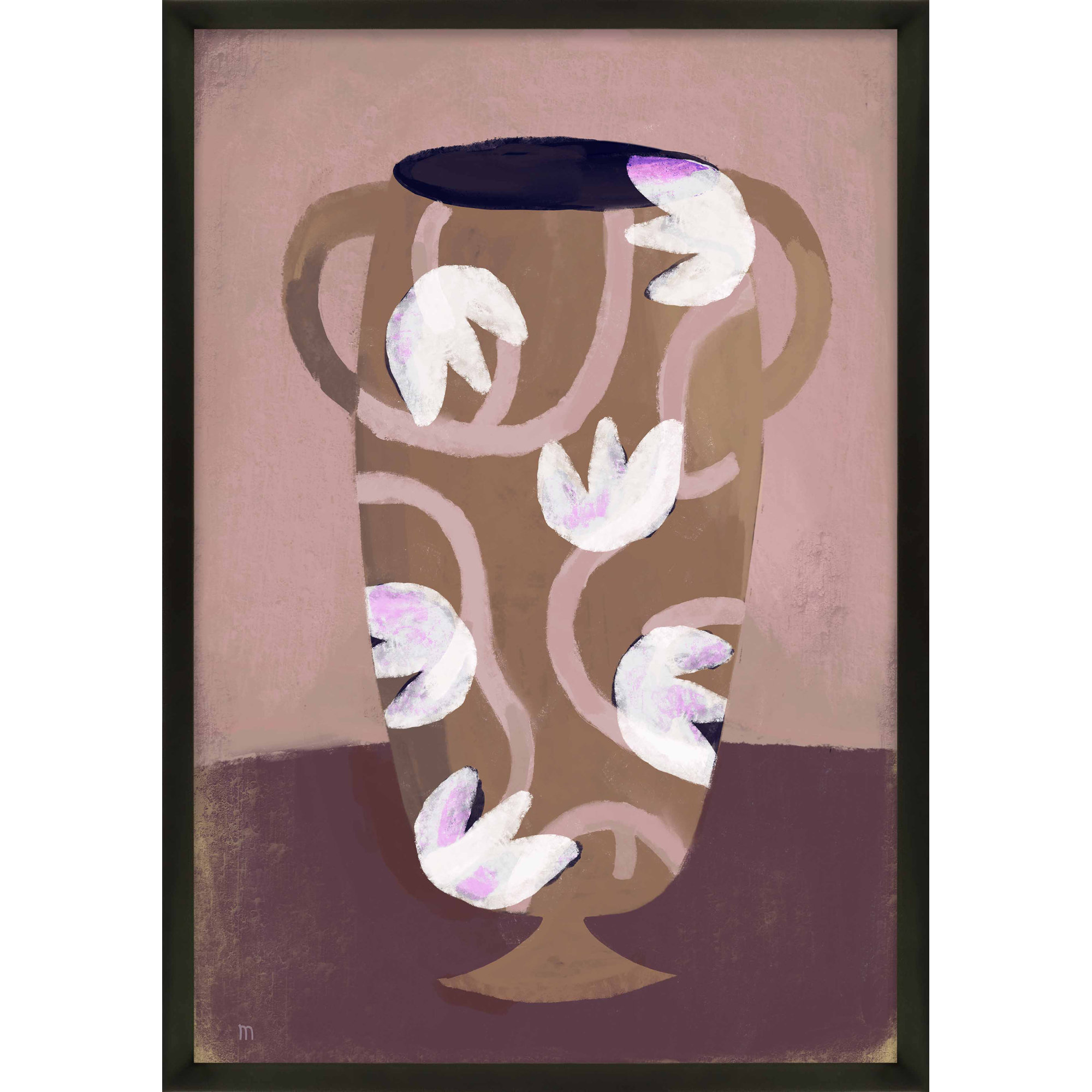 Flowered Vase by Marco Marella For Studio M, Black Framed Paper, 30" H x 21" W