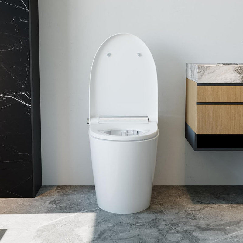 Smart Toilet with Bidet, Auto Open/Close Lid, Heated Seat, Auto & Foot Flush, Warm Wash & Dryer, Night Light, LED Display, ADA Comfort Height, Blackout Flush, Multi-Color Options (Black）