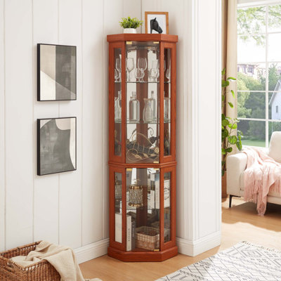 Corner Lighted Curio Cabinet Corner Glass Cabinet