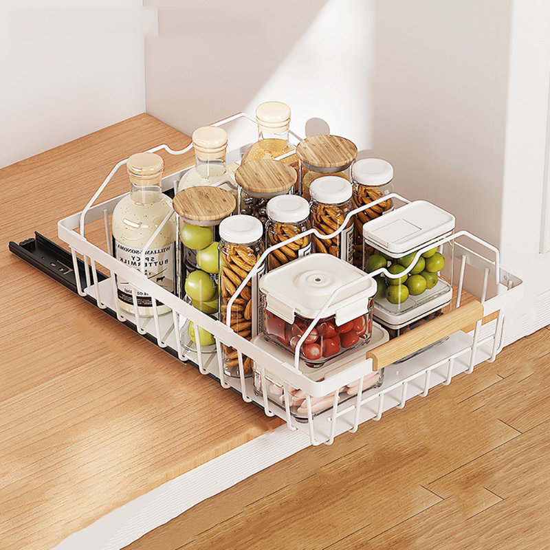Pull Out Cabinet Organizer Slide-Out Drawers Organizers Under Sink for Kitchen and Pantry Storage, Natural