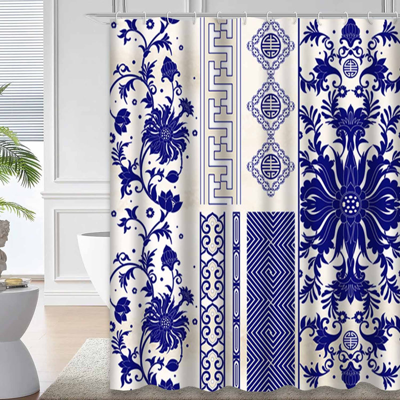Rideau de douche avec 12 crochets Borders, L 72 po x l 78 po