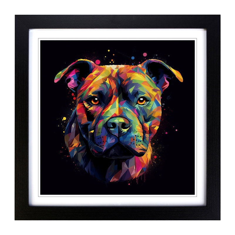 Staffordshire Bull Terrier Futurism No.2 - Framed Print, Black