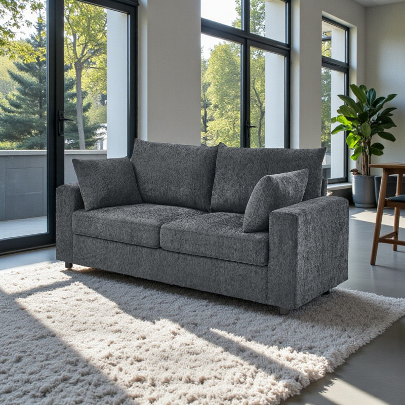 Causeuse légère en polyester de 71 po Brooklington, facile à déplacer, pour 2 personnes, Bleu gris