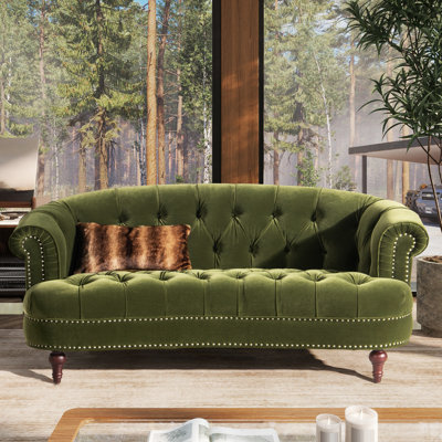 Chesterfield en velours à accoudoirs arrondis Joannes