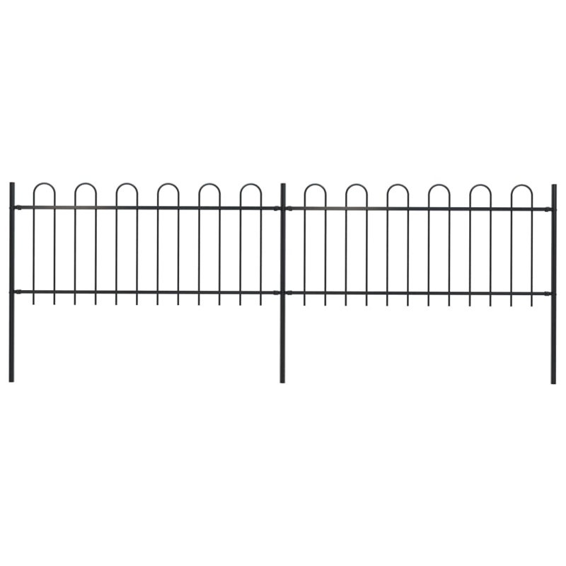 Verla Black Metal Fence Panels Included, 80cm H x 340cm W x 0.5cm D