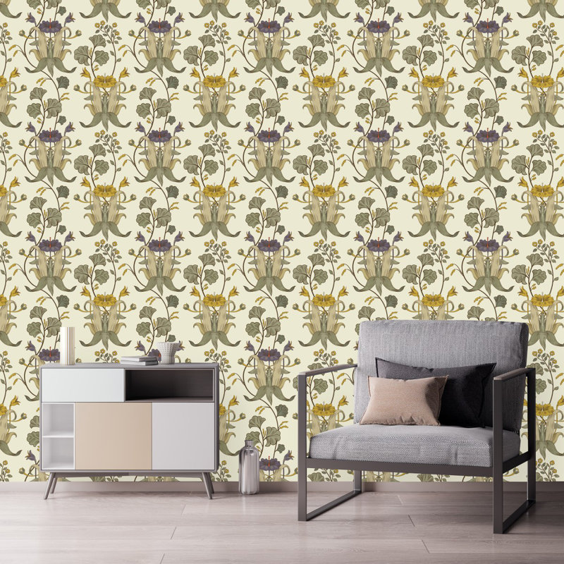 Floral Wall Mural, 2.08' W x 18.75' L