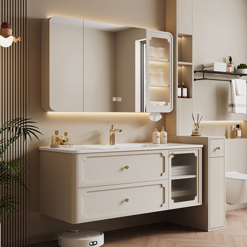 French style simple Vanitie bathroom cabinet, Beige