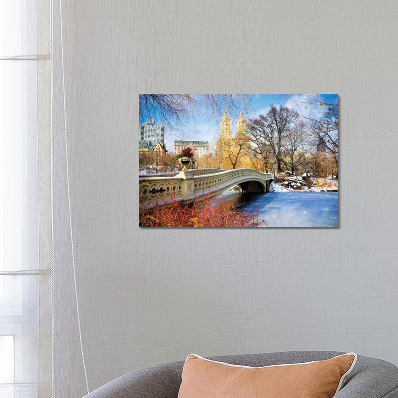 Frozen Central Park Bow Bridge New York City by Susanne Kremer - Wrapped Canvas Gallery-Wrapped Canvas Giclée