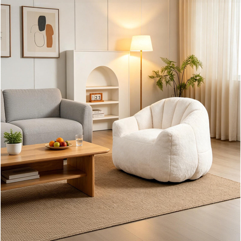 Pouf en mousse haute densité, canapé relax en fausse fourrure avec accoudoirs pour adultes, pour salon ou chambre à coucher
