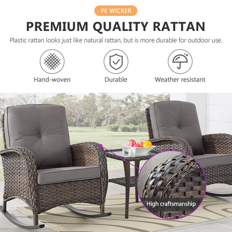 Gaetanino 7-Piece Patio Conversation Set with Glider Chairs & Ottomans, Grey, Dark Brown