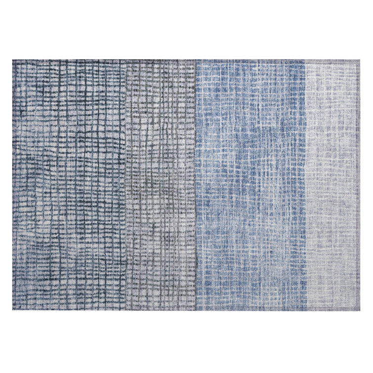 Machine Washable Indoor/Outdoor Xhevrie Blue Rug
