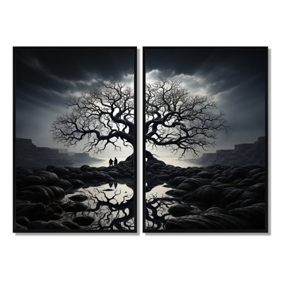 Le contraste arbre monochrome II - grand arbre monochrome, art mural