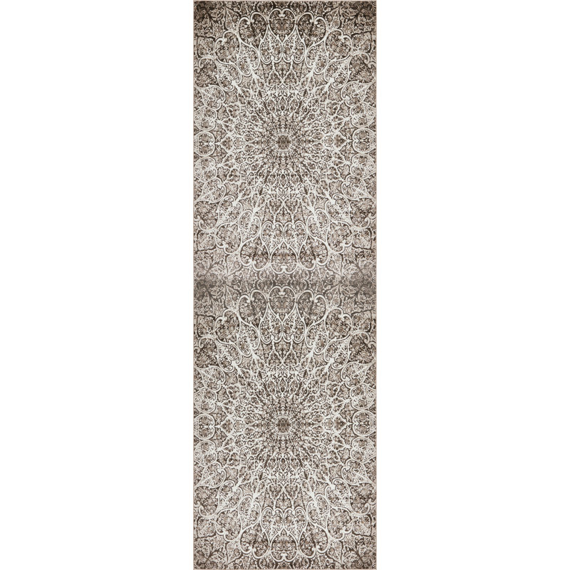 Tapis abstrait Affleck, Brun, Tapis de couloir 2 pi x 9 pi 10 po