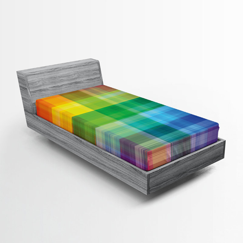 Drap-housse Ambesonne, paquet de 2, Drap-housse simple TG, Vert / bleu / rouge / jaune rayé / abstrait