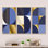«Retro Luxury Waves in Gold and Blue IV», reproduction de cadre photo sur toile 3 pièces
