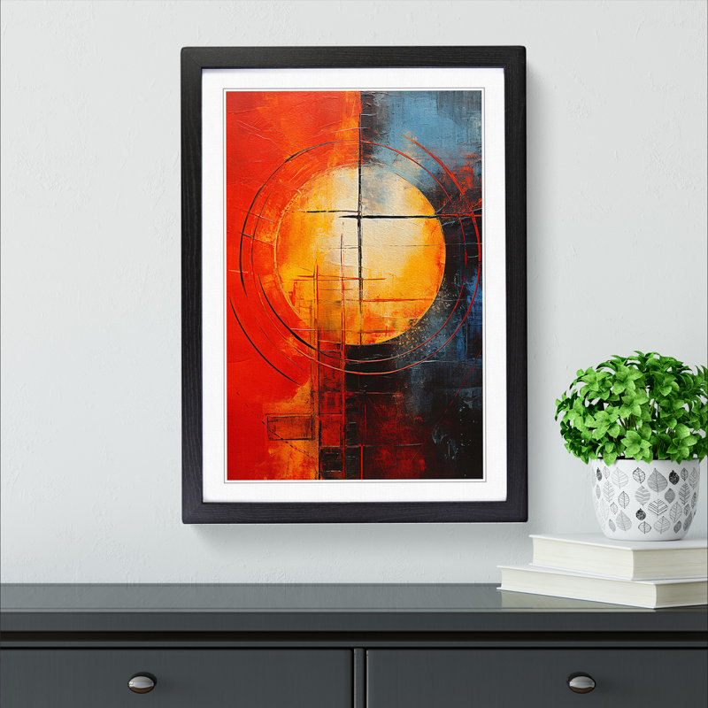 Sunrise Abstract No.2 - Single Picture Frame Print on Wood, 34cm H x 25cm W x 2cm D, Black