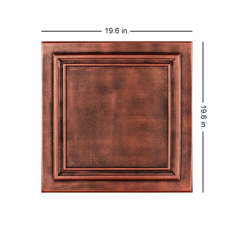 Carreau de plafond en polystyrène à collage 1,6 pi x 1,6 pi Line Art, Cuivre antique