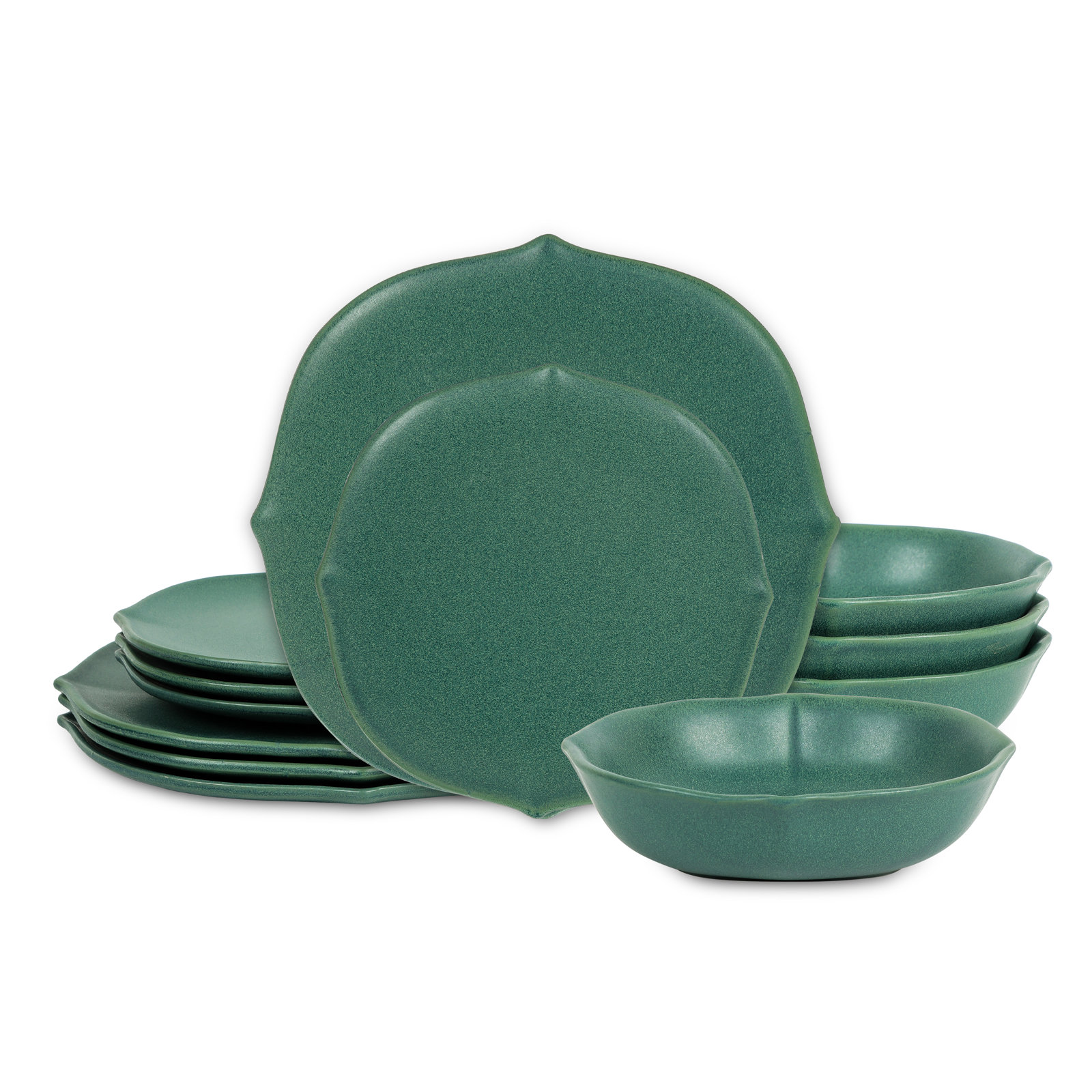 Stone Lain Baskerville 24-Piece Dinnerware Set Stoneware, Green