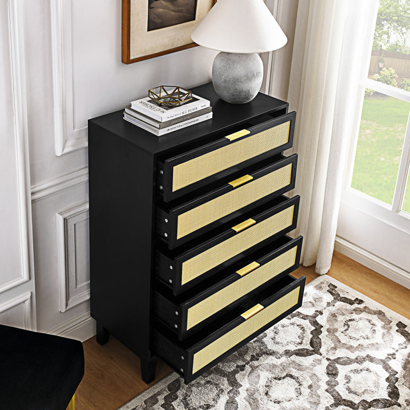 Commode 5 tiroirs, Noir