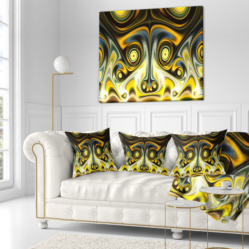  Coussin abstrait abstrait à motif fractal, 18 po x 18 po, Coussin décoratif