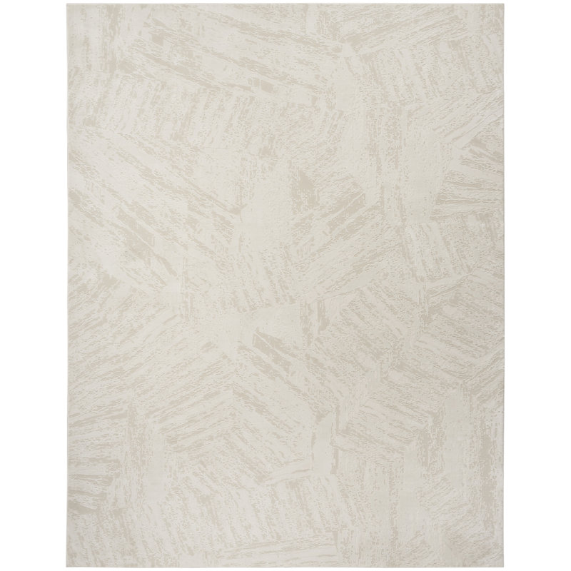 Tapis d'intérieur moderne ivoire d'intérieur, Rectangle 9 pi x 12 pi