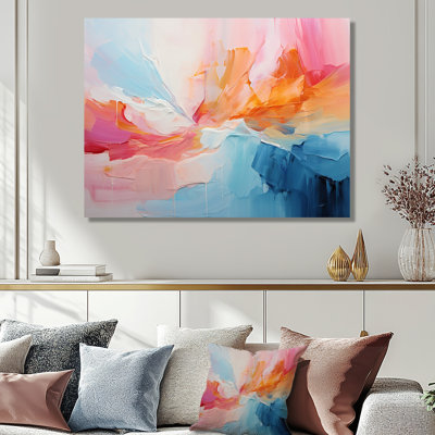 «Pink Bliss Sunset Celebration», art mural abstrait