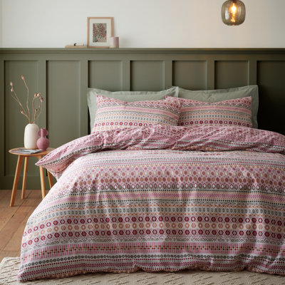 Brushed Cotton Fairisle Reversible Duvet Cover Set