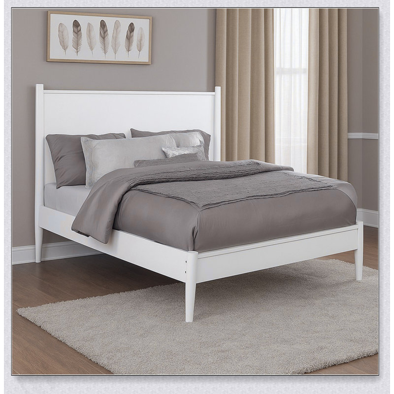 Lit plateforme Mid-Century, White, Queen