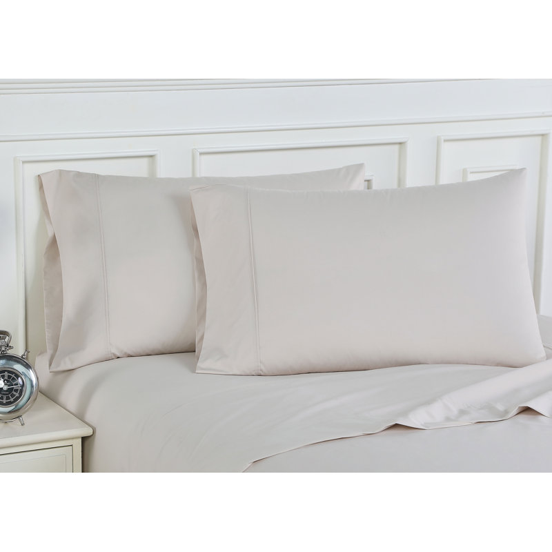 Curtia 300 Thread Count 100% Cotton Percale Sheet Set, California King, Bone
