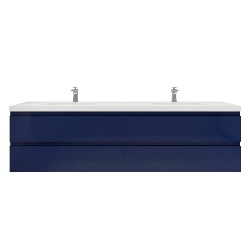 Amahia Double Bathroom Vanity with Acrylic Top, Hight Gloss Night Blue